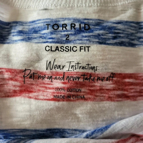 Torrid Heritage Slub High Neck striped red white and blue 4th July Tank Size 2 - Picture 8 of 9